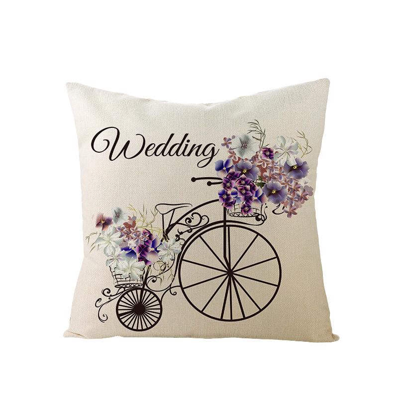 Valentine's Day Pillowcase Floral Series Square Polyester Pillowcase Home Cushion Cover