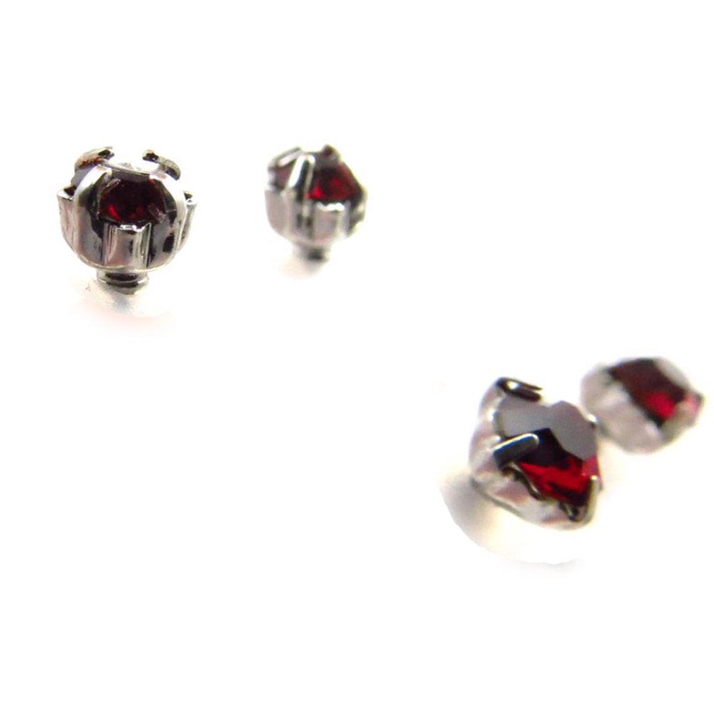 Les Trésors De Lily [J6209] - 3 Pairs of Red 'Crystal' Earrings