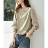 Fashion Split Cut Casual Versatile Letter Embroidered Round Neck Sweatshirt 2025 New Solid Color Simple Top