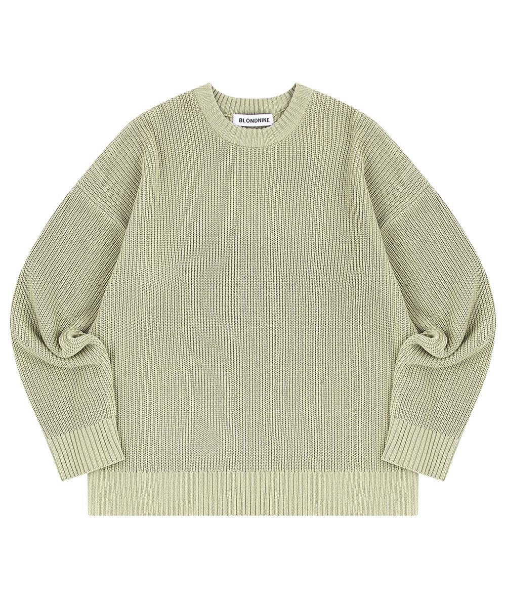 Blond Nine Crew Neck Rib Knit Sweater_Light Khaki Light Khaki/M