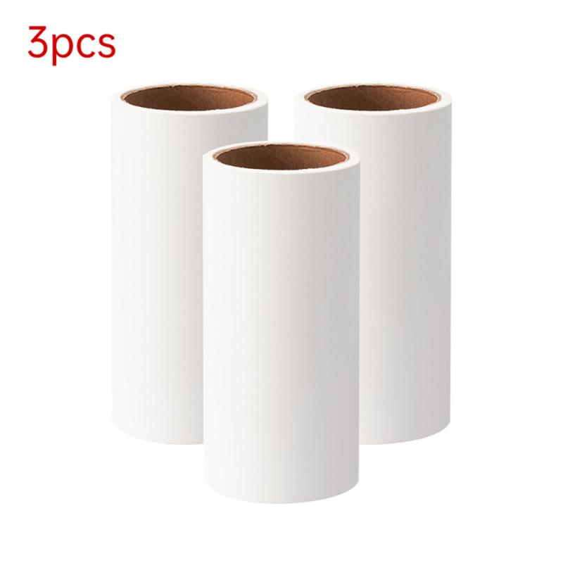 Tearable Roll Paper Sticky Roller Dust Wiper Pet Hair Clothes Carpet Tousle Remover  Replaceable Cleaning Brush  Accessories