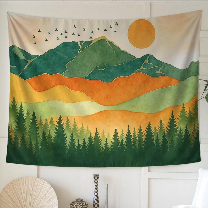 Sunset over the mountains tapestry 75x100 чёрный