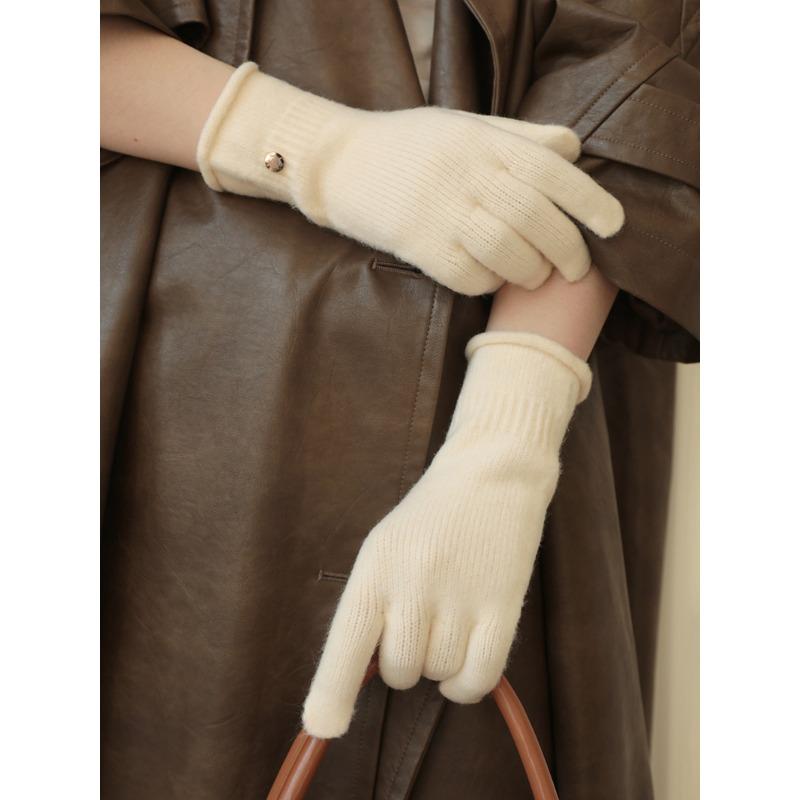 

Шерстяные перчатки в корейском стиле для пары однотонные, ветрозащитные и теплые, сенсорные, без пальцев, универсальной вязки в рубчик one size