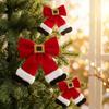 Red Bowknot Hanging Pendant Velvet Christmas Bow Pendant Christmas Tree Decorative Bow  Gift
