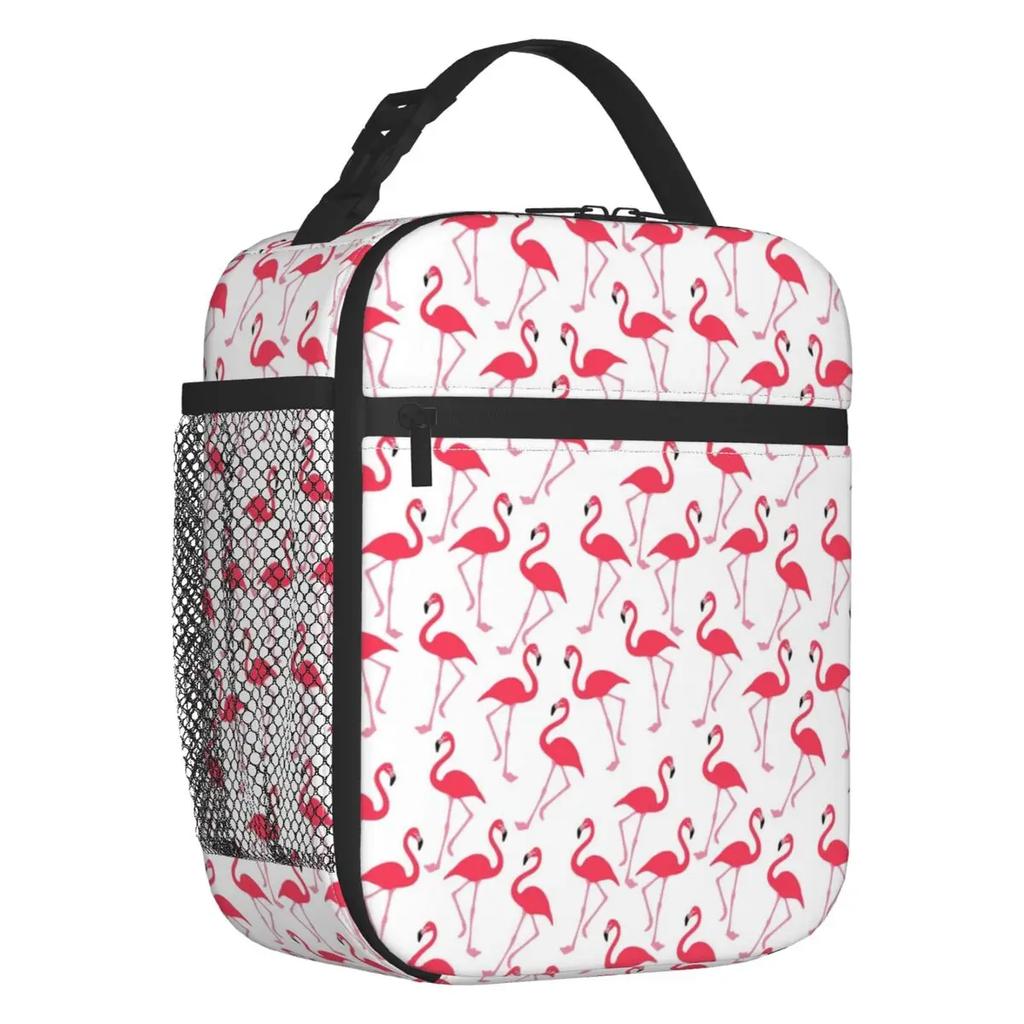 Pink Flamingo Summer Vibes Flamingos Pattern Portable Lunch Boxes Cooler Thermal Food Insulated Lunch Bag Kids School Children