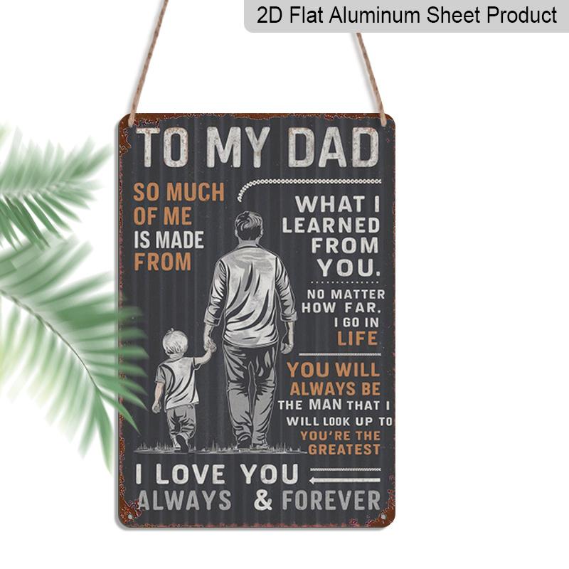 

2D Flat 1pc Dad Metal Sign - Father s Day Gift From Son/, Dad Quote Wall Art with & Father Silhouette, Rustic Vintage Aluminium Plaque for Home 20*30cm