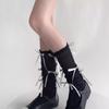 White Calf Socks for Women Summer Thin Bowknot Ballet Bubble Cuff Mary Jane Slouch Socks