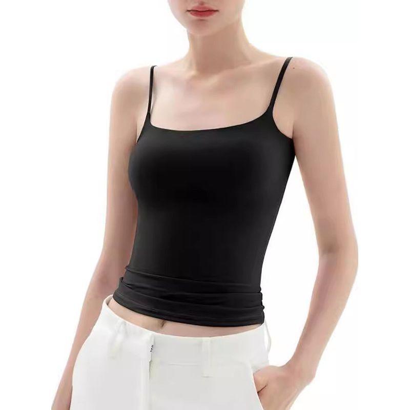 Solid Color Sleeveless Camisole Top Women's Solid Color Square Collar Sleeveless Sling Tops