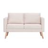 2 Seater Sofa Fabric Cream White