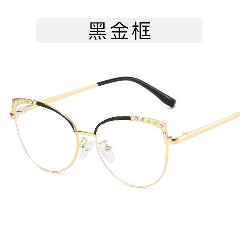Cat Eye Shape Women Eyeglasses Rhinestone Decoration Stylish Glasses Frame for Women Blue Light Blocking Decorative Glass