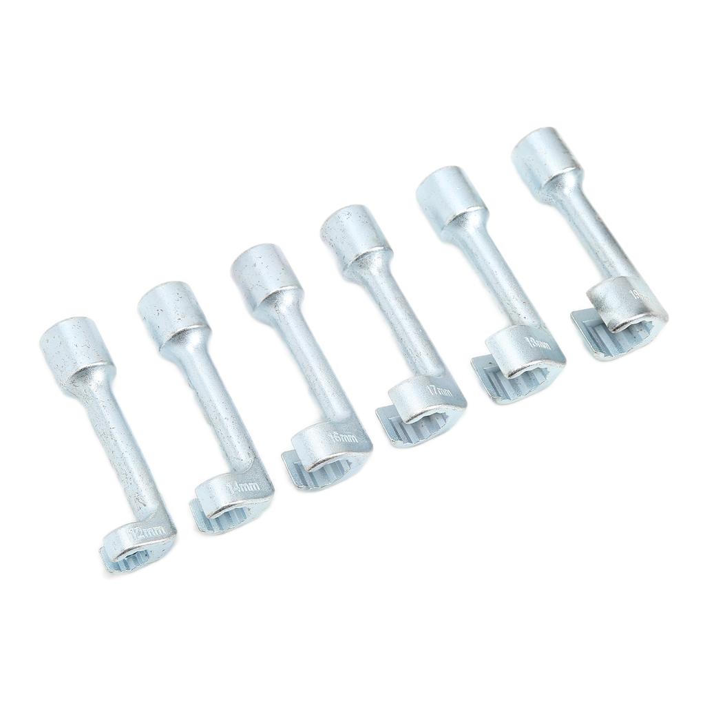 6 Pcs L Type Injector Line Socket Wrench Set Chrome Vanadium Steel Fuel Injection Pipe Socket Wrench for Car Repair