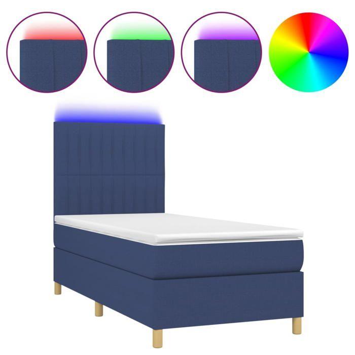VidaXL Slat Bed Base with Mattress and LED, Upholstered Bed, Single Bed, Adult Bed for Interior Bedroom, 3135579