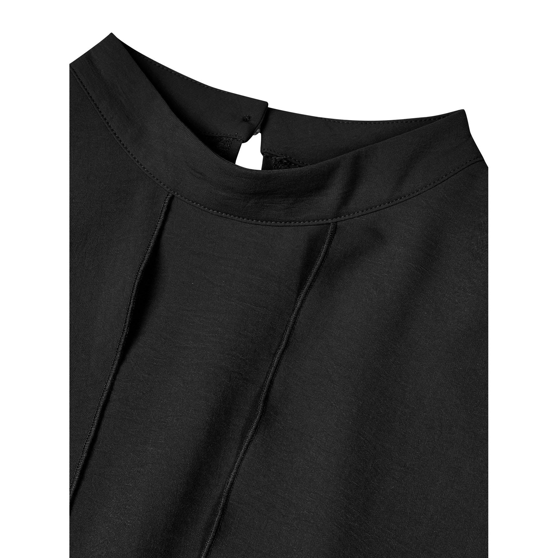 Повседневная женская модная однотонная рубашка с высоким воротником и длинными рукавами — фото 19