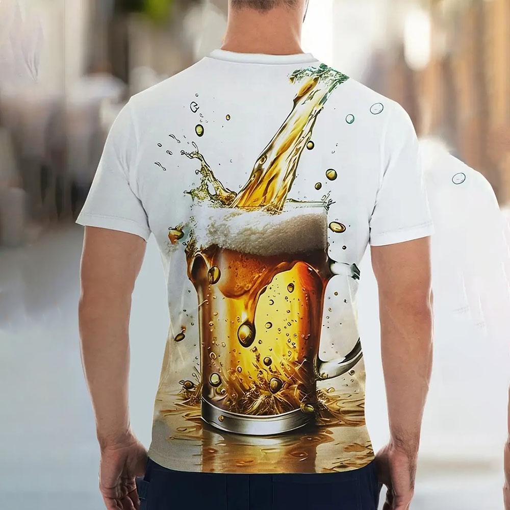 Pánské tričko 2023 3D potištěné pivní tričko pro muže Vtipné pánské tričko Ležérní letní streetwear Unisex tričko Top Pánské oblečení