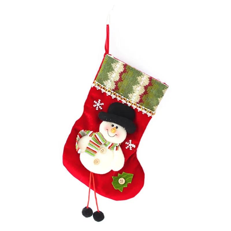 Cute Christmas Stockings Socks Fireplace Hanging Stockings Plush Personalized Home Party Decoration with Snowman Santa Elk Bear