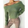 Elegant European and American Women's Clothing Beautiful Stylish Fall and Winter New Arrival off-Shoulder Long Sleeves Tops Sexy Knitting Sweater