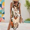 Women s Plus Size Sleeveless U Neck Tank Dress Halloween Panda Ghost Printed Side Slit Curved Hem