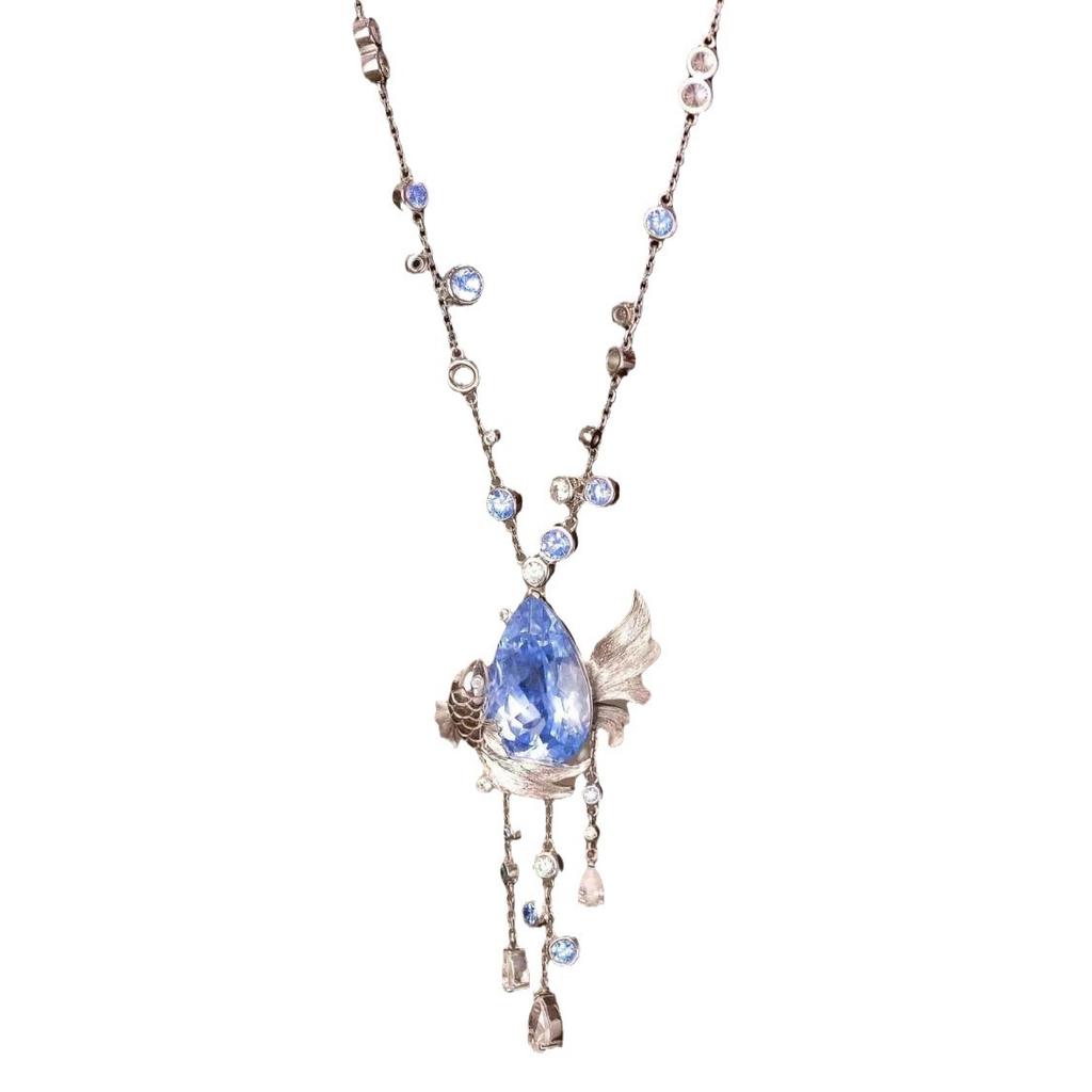 Incarnated As A Fish Koi Fringed Pendant Temperament Necklace Guochao Neck Chain Light Luxury High-End Guochao Collarbone Chain