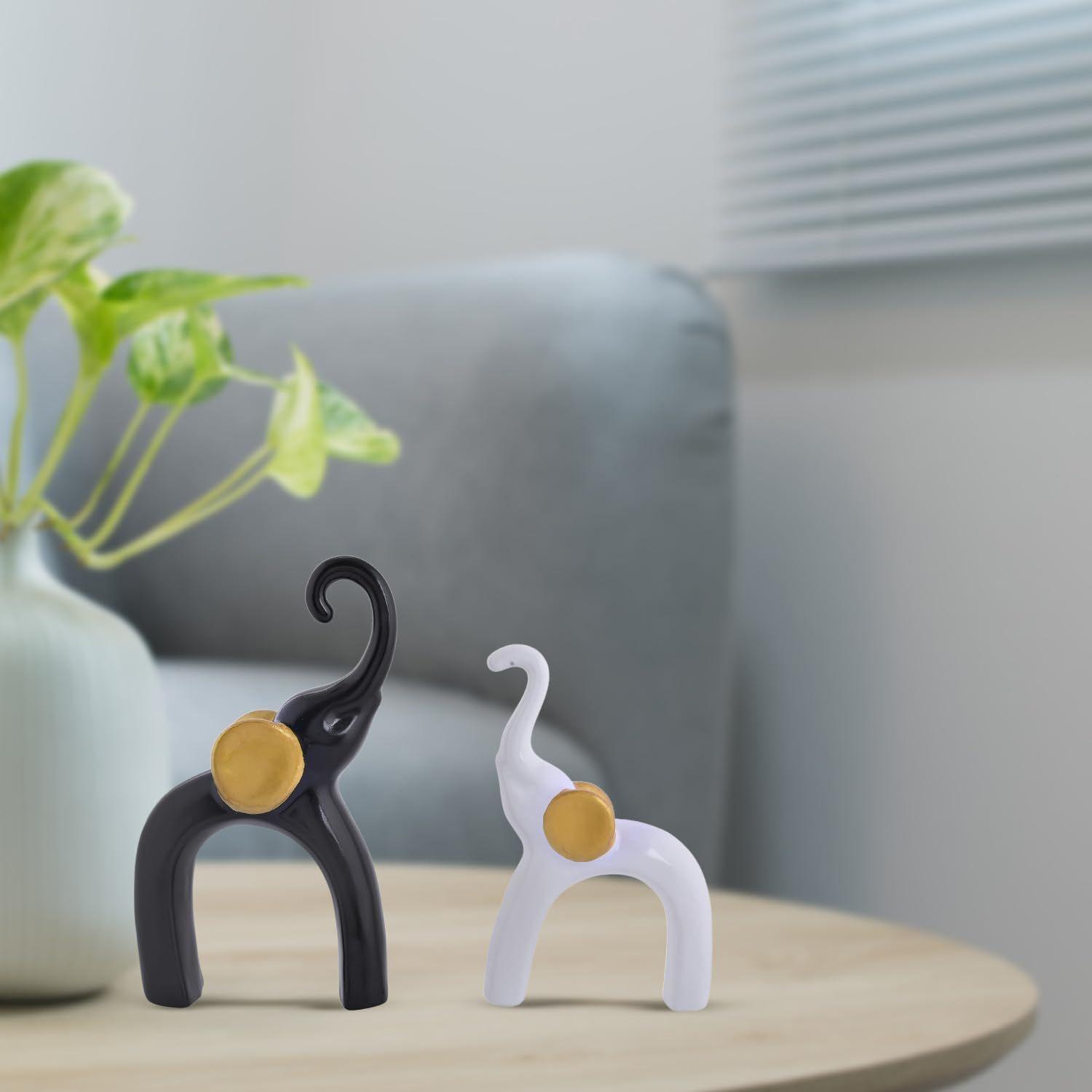 

Элегантный керамический декор «Двойной слон» | Современный взгляд на мудрость и силу | Идеально для изысканного интерьера – Набор из 2 штук, Черный и белый