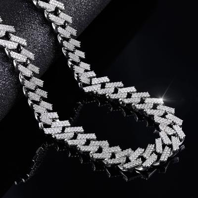 Ein beliebter europäischer und amerikanischer Trend doppeltreihig mit Diamantfarberhaltung 18-Zoll Herren Hip-Hop Stil Kubanische Halskette Anhänger