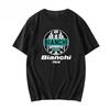 2025 Men's Summer English Bianchi Letter Printed Short-sleeved 100% Pure Cotton T-shirt Y2k Fashion Top