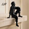 Minimalist Resin Art Crafts 3D Printed Resting Traveler Figurine Edge Sitting Sculpture Decor Stylish Home Office Ornaments Artistic Desktop