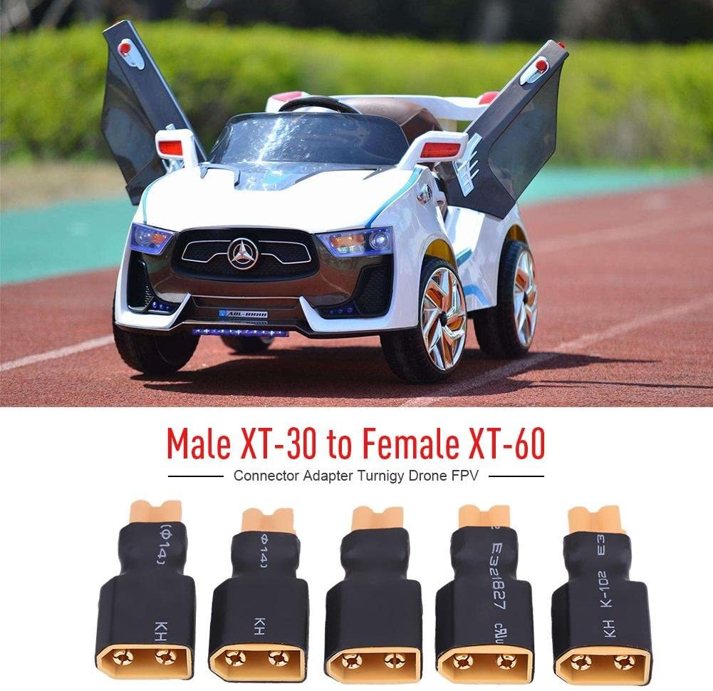 5-Pack RC Battery Adapter Converter – XT30 Female To XT60 Male | Compact & Durable | For Drones, FPV, RC Cars | Yellow