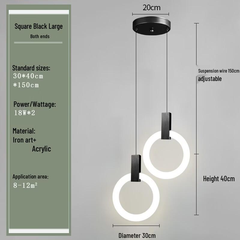

NuFeng Minimalist Square Black Pendant Light