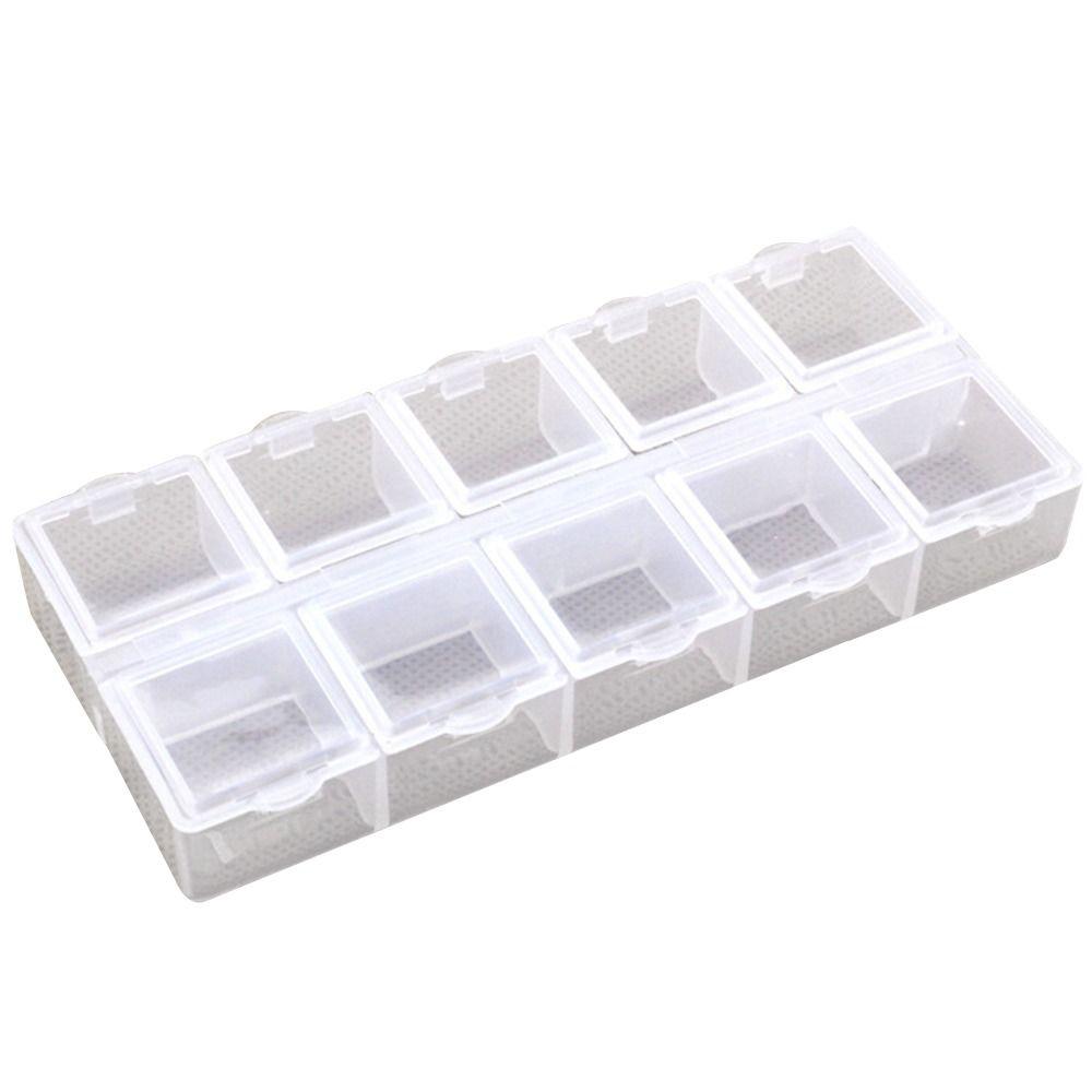 10 Grid Earrings Necklace Organizer Double Row Pill Box Holder Container Medicine Storage Case