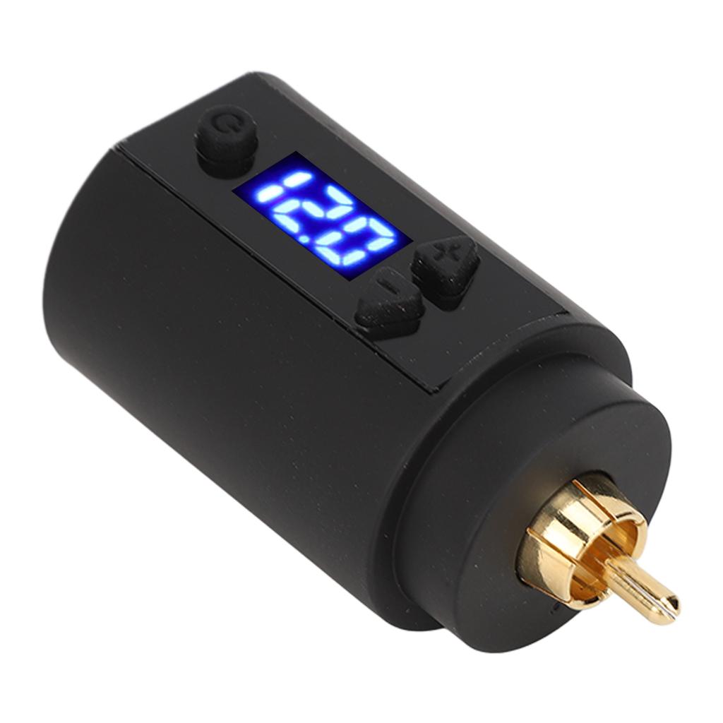 Tattoo Pen Power Supply 3‑12V Black Tattoo Power Supply USB Charging Adjustable Voltage Cordless Tattoo Pen Power Supply