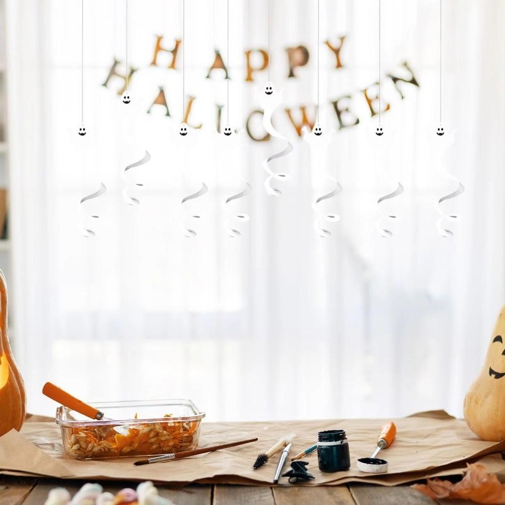 8pcs Paper Halloween Ghost Pendant White Ghost Hanging Garland  Ghost Festival