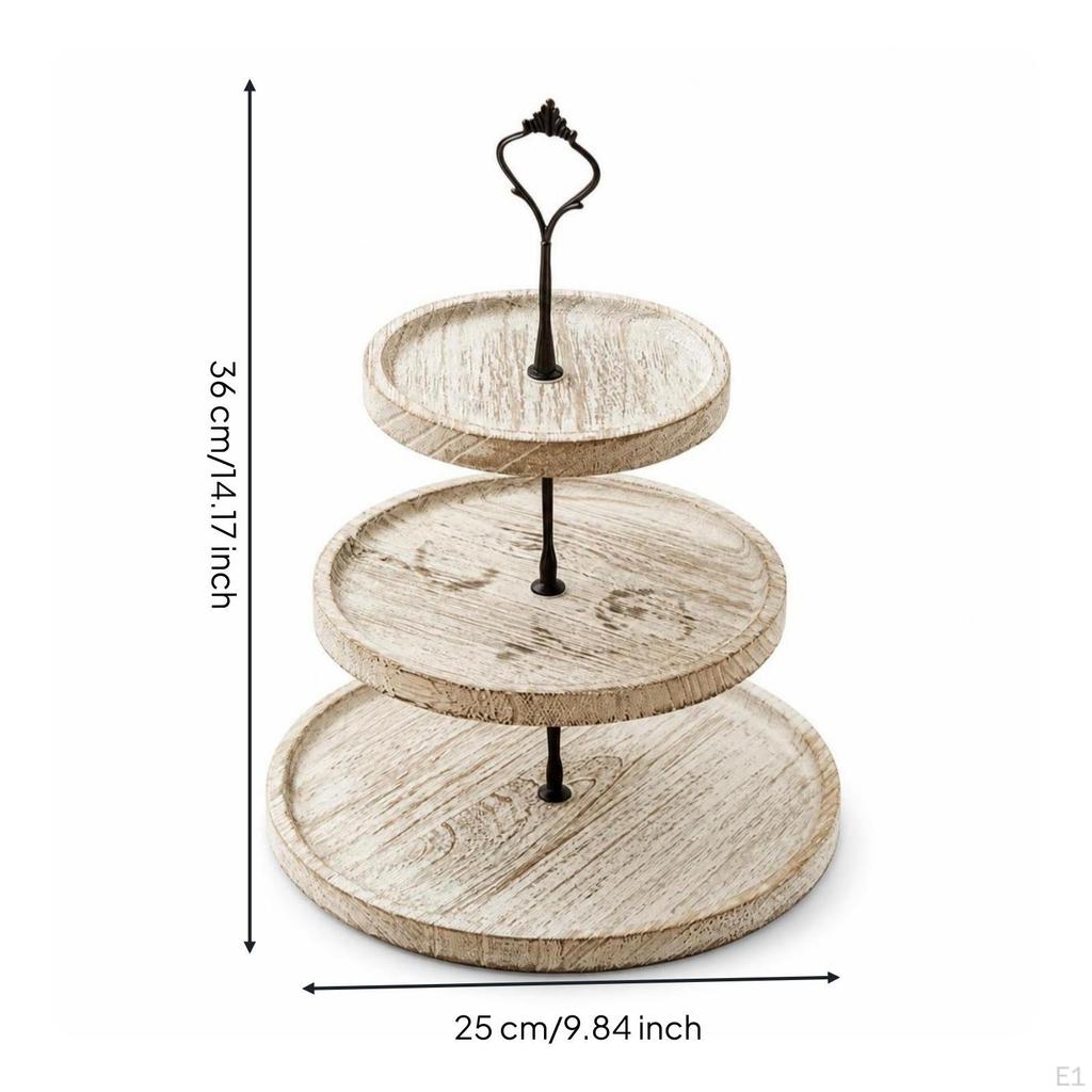 3Tier Dessert Stand Farmhouse 3 Tier Serving Tray Rustic Wooden for Hosts, Pastry
