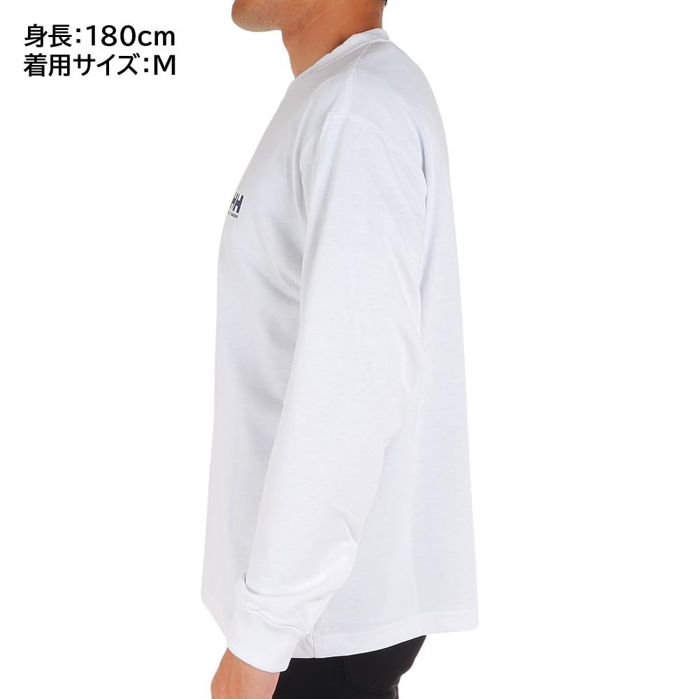 Helly Hansen Long Sleeve Letter Clear Size HH32380 Tee, Unisex, White, XL,