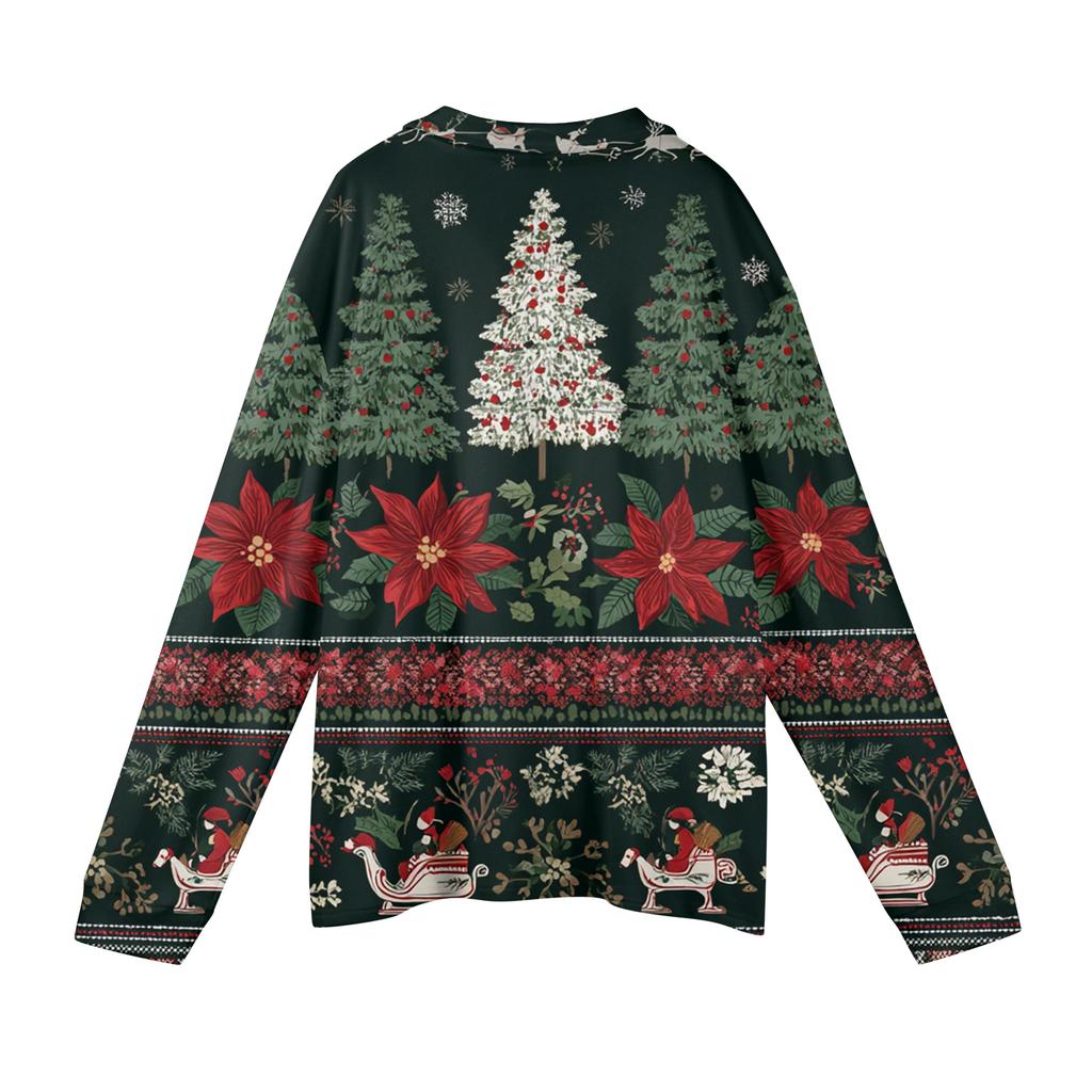 Men's Casual Christmas Print Button Long Sleeve Shirt