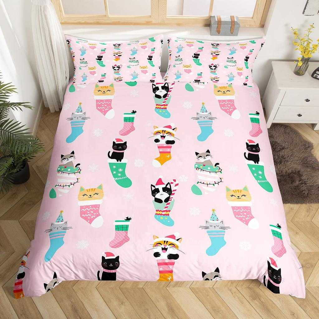 Comforter Homewish Red Dots Christmas Tree Princess Pink Cartoon Bedding Sethappy New Year Bed Set