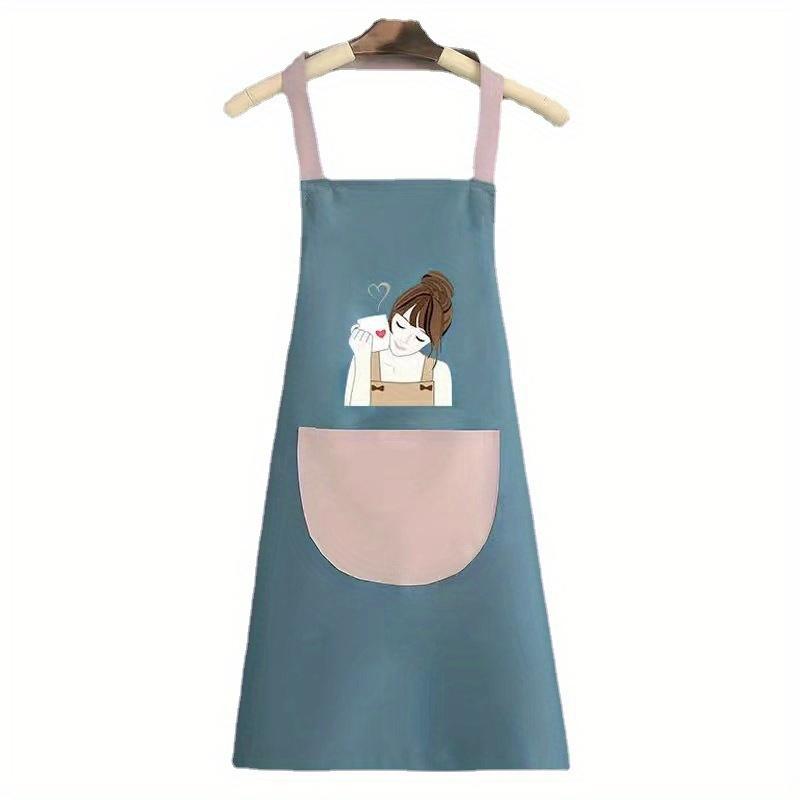 1pc Adorable PVC Apron, Durable Kitchen Wear with Pocket for Cooking Tools, Ideal for Restaurants and Food Trucks, Cute Apron