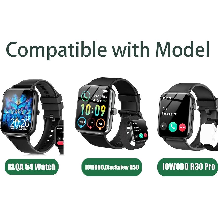 Compatible for IOWODO R30 Pro Smart Watch Band, Lamshaw 20mm Quick Release Classic Soft Silicone Sports Strap for Women, Man Compatible with IOWODO