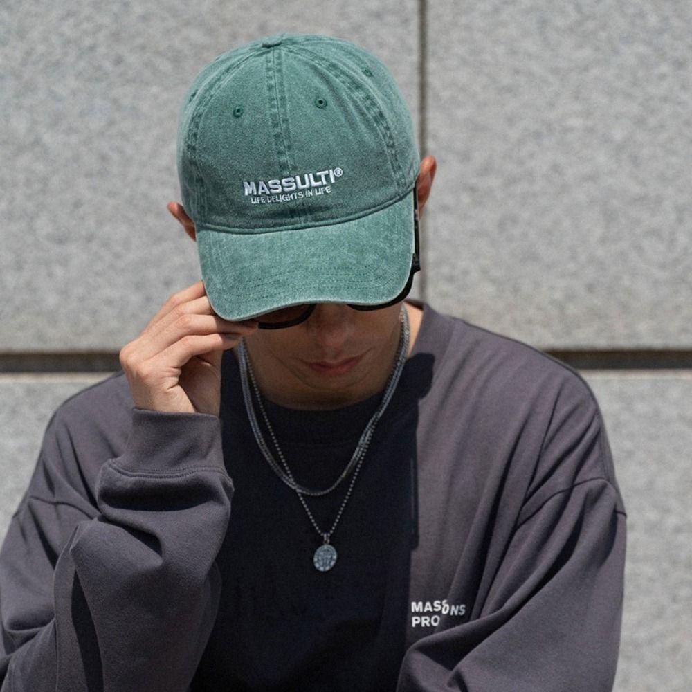 Cotton Soft Top Caps Letter Embroidery Casual Hat Sun Protection Peaked Caps  Men Women
