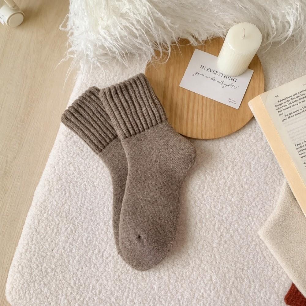 2/5Pcs Ribbed Cuff Crew Socks Soft Knit Terry Socks Gifts Warm Socks Men's and Women's