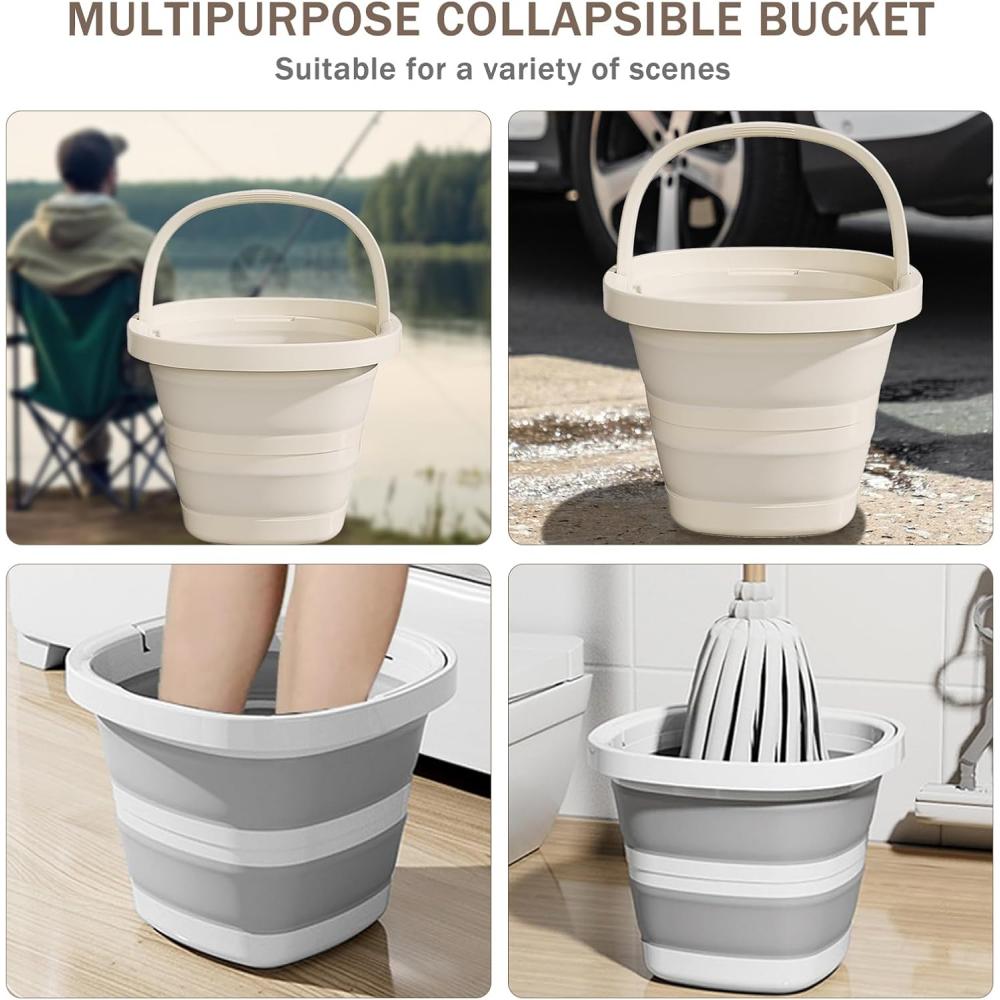 Faltbarer Eimer - Faltbares rechteckiges Design mit Griff, platzsparend, geeignet für RVS, Camping, Autowaschen, Angeln und cle