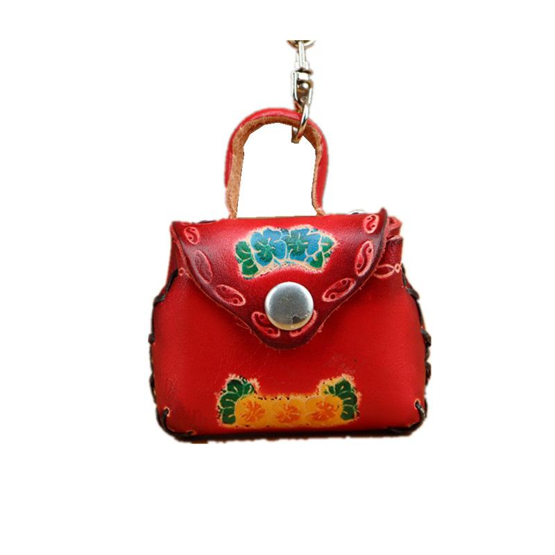 First Layer Cowhide Creative Small Bag Pendant Bag Pendant Car Keychain Earphone Bag Coin Bag Change Bag Pendant
