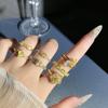 Elegant and fashionable stacking yellow diamonds, gold bright diamonds, personalized opening rings, women's light luxury niche design,