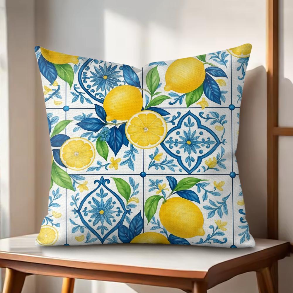 Greek Vacation Style Cushion Cover Natural Linen Organic Fabric DoubleSided Printing Couch Pillow Covers Home Decor