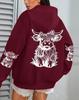 Damen, Kuh Cartoon Tier, Bedruckter Damen Hoodie Herbst Locker Lässig Tasche Fleece Pullover