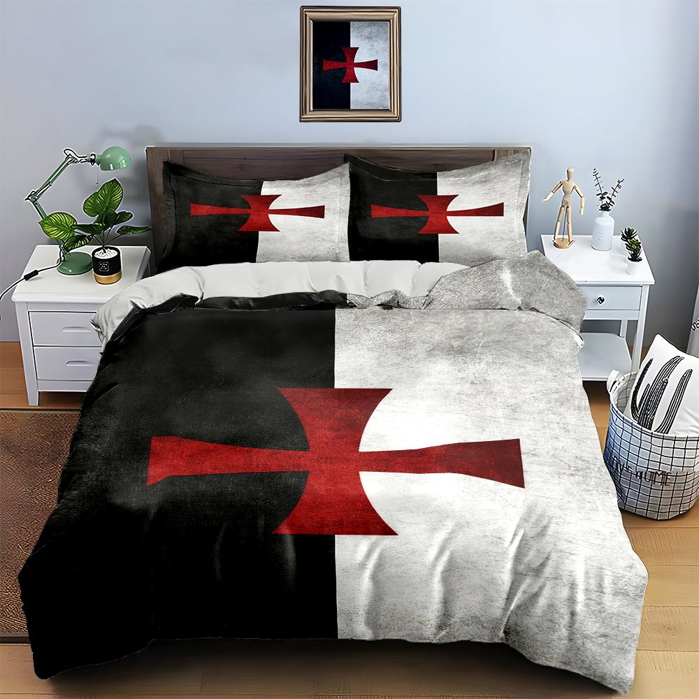 Crusader Cross Motif. Bedding Duvet Cover Sets Duvet Covers Pillowcases Gifts (1 * Duvet Cover 2 * Pillowcases, Without Duvet Insert)