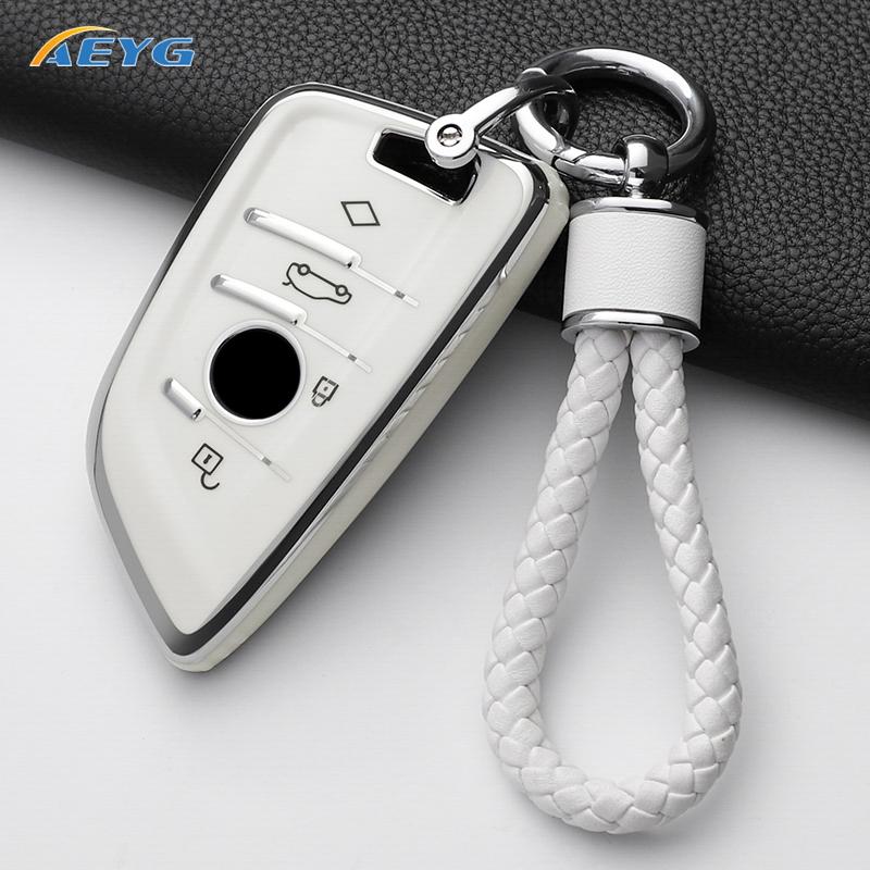 TPU Bil Fjernnøkkel Etui Deksel Skall Fob For BMW X1 X3 X4 X5 X6 F15 F16 G30 3 5 7 Serie G11 F48 Tilbehør Nøkkelring