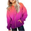 Kids Hooded Zip-Up Sweatshirt with Gradient Print, Long Sleeve Casual Outerwear for Boys Girls
