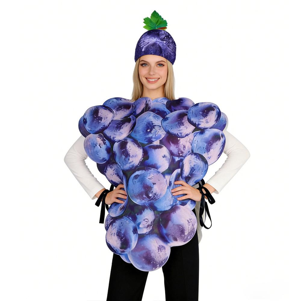 Cosplay all'uva a tema gioco per donne con tessuto di flanella per feste di Halloween