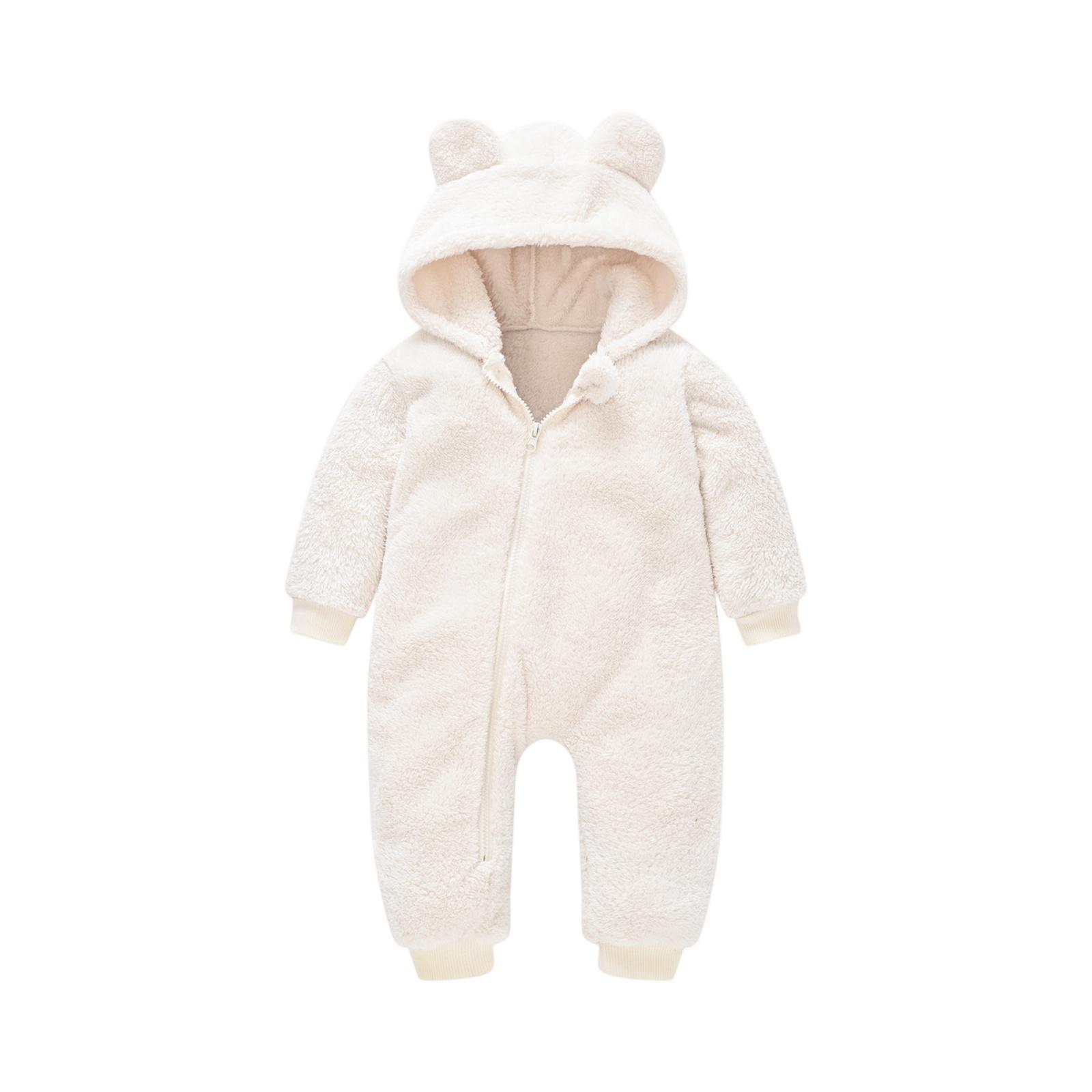 

Kids Hooded Romper - Winter Ears Outfit One-Piece 100 білий