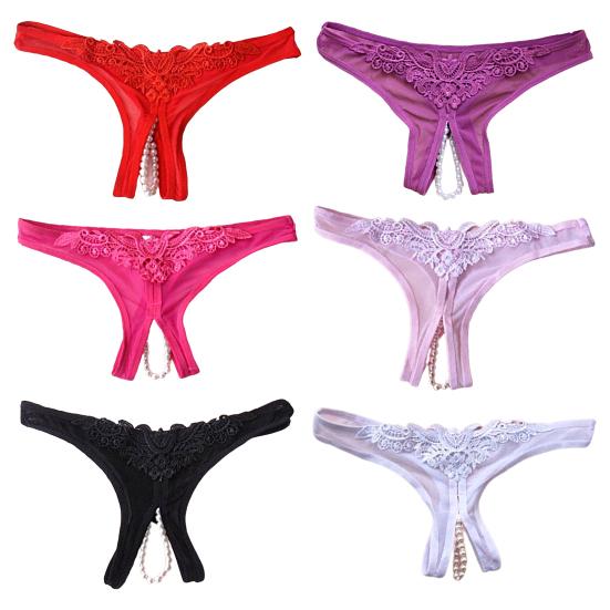 G-string Panties Low Waist Open Crotch See-through Hollow Hip G-String Panties Women Accessory